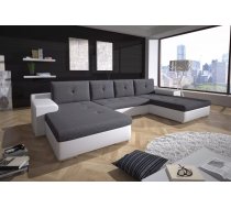 Dīvāns Milano U Standard Dziļums: 184 cm, Guļamvietas platums: 120 cm, Platums: 369 cm, Augstums: 88 cm, Sēdvietas augstums: 40 cm, Sēdvietas dziļums: 56 cm, Guļamvietas garums: 301 cm, Pildījums: Falista atsperu bloks + putas (porolons), Apdare: audums + eko āda, Dīvāna tips: u veida dīvāni, Ar veļas kasti: 1, izvelkamie: 1, Auduma numurs: Sawana 05 + Ma 511, Kājiņu krāsa: Hroms, Krāsa: tumši pelēks + balts