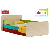 Bērnu gulta Milosz 20S ar stelāžu Guļamvietas platums: 70 cm, Guļamvietas garums: 140 cm, Platums: 82 cm, Garums: 144 cm, Augstums: 70 cm, Ar resti: 1, Ar barjeru: 1, Ar matraci: 1, Ar veļas kasti: 1, Virsma: Matēta, Guļamvietu skaits: 1, Matrača apraksts: Putas (porolons), stelāžas tips: koka, Korpusa krāsa: osis, Elementu krāsa: sarkans + zaļš + gaiši zils, Izgatavošanas materiāls: LKSP + finieris + PVH