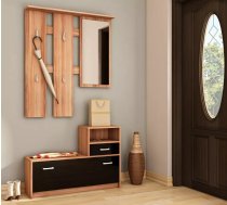 Komplekts Luna Zestaw Platums: 100 cm, Dziļums: 26 cm, Augstums: 190 cm, Izgatavošanas materiāls: laminēta KSP plātne, Virsma: Matēts, Ar apavu plauktu: 1, Ar pakaramo: 1, Krāsa: plūmju + melns spīdīgs