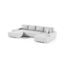 Dīvāns Velutti U Aulla Standard Dziļums: 185 cm, Guļamvietas platums: 140 cm, Platums: 350 cm, Augstums: 85 cm, Sēdvietas augstums: 40 cm, Sēdvietas dziļums: 70 cm, Guļamvietas garums: 290 cm, Pildījums: Poliuretāna putas (porolons), Apdare: audums, Ar papildu spilveniem: 1, Dīvāna tips: u veida dīvāni, Ar veļas kasti: 1, izvelkamie: 1, Auduma numurs: Aulla 80, Izvilkšanas mehānisms: Automāts, Krāsa: gaiši pelēks