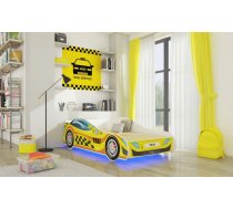 Bērnu gulta Car 2 Taxi ar LED un stelāžu Ar LED: 1, Guļamvietas platums: 70 cm, Guļamvietas garums: 140 cm, Platums: 74 cm, Garums: 153 cm, Augstums: 48 cm, Ar resti: 1, Ar barjeru: 1, Ar matraci: 1, Mašīnas: 1, Guļamvietu skaits: 1, Matrača apraksts: Putas (porolons), Izgatavošanas materiāls: laminēta KSP plātne, Krāsa: daudzkrāsains