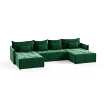 Dīvāns Beeniuu U Standard Dziļums: 180 cm, Guļamvietas platums: 140 cm, Platums: 365 cm, Augstums: 80 cm, Sēdvietas augstums: 40 cm, Sēdvietas dziļums: 41 cm, Guļamvietas garums: 350 cm, Pildījums: Poliuretāna putas (porolons), Apdare: audums, Ar papildu spilveniem: 1, Dīvāna tips: u veida dīvāni, Ar veļas kasti: 1, izvelkamie: 1, Auduma numurs: Kronos 19, Izvilkšanas mehānisms: Automāts, Krāsa: zaļš