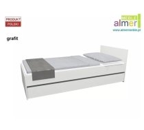 Bērnu gulta City C15 ar stelāžu Guļamvietas platums: 90 cm, Guļamvietas garums: 200 cm, Platums: 94 cm, Garums: 204 cm, Augstums: 70 cm, Ar resti: 1, Ar matraci: 1, Ar veļas kasti: 1, Virsma: Matēta, Guļamvietu skaits: 1, Matrača apraksts: Putas (porolons), stelāžas tips: koka, Korpusa krāsa: balts, Elementu krāsa: grafīts, Izgatavošanas materiāls: LKSP + finieris + PVH