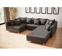 Dīvāns Claudia U Standard ar pufu Dziļums: 194 cm, Guļamvietas platums: 180 cm, Platums: 308 cm, Augstums: 75 cm, Guļamvietas garums: 280 cm, Pildījums: Falista + augstas kvalitātes putas (porolons), Apdare: audums, Ar pufu: 1, Ar papildu spilveniem: 1, Dīvāna tips: u veida dīvāni, Auduma numurs: Sztruks 90, Krāsa: tumši pelēks