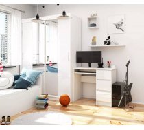 Galds A6 Gloss Right Garums: 90 cm, Augstums: 77 cm, Korpusa krāsa: balts, Platums: 50 cm, Izgatavošanas materiāls: MDF + LKSP + finieris, Elementu krāsa: balts, Forma: taisnstūra, Virsma: matēta + spīdīga, Ar tastatūras plauktu: 1, Ar plauktiem: 1, Ar atvilktnēm: 1