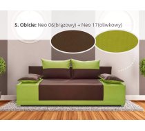 Dīvāns Ibiza Sofa standard Dziļums: 88 cm, Guļamvietas platums: 130 cm, Platums: 195 cm, Augstums: 90 cm, Guļamvietas garums: 195 cm, Pildījums: Bonell + poliuretāna putas (porolons), Apdare: audums, Dīvāna tips: taisni dīvāni, Ar veļas kasti: 1, izvelkamie: 1, Auduma numurs: Neo 06 + Neo 17, Krāsa: brūns + zaļš