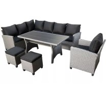 Terases mēbeles Lagos Corner Korpusa krāsa: pelēks, Elementu krāsa: melns, Platums: 234 cm, Dziļums: 176 cm, Augstums: 75 cm, Materiāls: tehnorotangs