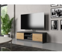 TV tumba RTV 120 Platums: 120 cm, Korpusa krāsa: antracīts, Dziļums: 40 cm, Augstums: 36 cm, Virsma: matēta, Forma: Taisnstūra, Elementu krāsa: ozols artisan, Materiāls: KSP