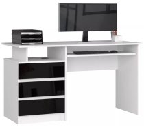 Galds CLP 135 Gloss Garums: 135 cm, Augstums: 77 cm, Korpusa krāsa: balts, Platums: 60 cm, Izgatavošanas materiāls: MDF + LKSP + finieris, Elementu krāsa: melns, Forma: taisnstūra, Virsma: matēta + spīdīga, Ar tastatūras plauktu: 1, Ar plauktiem: 1, Ar atvilktnēm: 1
