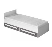 Bērnu gulta Guliver 11 90x200 ar stelāžu Guļamvietas platums: 90 cm, Guļamvietas garums: 200 cm, Platums: 94 cm, Garums: 203 cm, Augstums: 72 cm, Matrača nepieciešamais augstums: 15 cm, Ar resti: 1, Ar matraci: 1, Ar veļas kasti: 1, Guļamvietu skaits: 1, Matrača apraksts: Bonell + putas (porolons), Korpusa krāsa: balts, Elementu krāsa: pelēks, Izgatavošanas materiāls: KSP + finieris