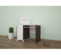 Galds Animals B09 Garums: 100 cm, Maksimālais augstums: 89 cm, Augstums: 75 cm, Korpusa krāsa: balts, Platums: 60 cm, Izgatavošanas materiāls: MDF plātne, Elementu krāsa: kastanis venge, Forma: taisnstūra, Ar tastatūras plauktu: 1, Ar plauktiem: 1, Ar atvilktnēm: 1