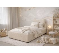 Bērnu gulta Ines 90x200 ar stelāžām Guļamvietas platums: 90 cm, Guļamvietas garums: 200 cm, Platums: 93 cm, Garums: 208 cm, Augstums: 86 cm, Augstums no grīdas līdz matracim: 34 cm, Auduma nosaukums: Cremona 02, Krāsa: gaiši bēšs