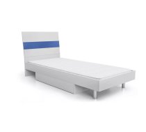 Gulta Raj 1 90x200 ar stelāžu Guļamvietas platums: 90 cm, Korpusa krāsa: balts, Guļamvietas garums: 200 cm, Platums: 94 cm, Garums: 220 cm, Elementu krāsa: zils, Augstums: 91 cm, Matrača nepieciešamais augstums: 15 cm, Ar veļas kasti: 1, Augstums no grīdas līdz matracim (min): 31 cm, Ar resti: 1, Izgatavošanas materiāls: laminēta MDF plātne
