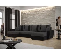 Dīvāns Davos U standard Dziļums: 140 cm, Guļamvietas platums: 130 cm, Platums: 301 cm, Augstums: 90 cm, Sēdvietas augstums: 40 cm, Sēdvietas dziļums: 52 cm, Guļamvietas garums: 270 cm, Pildījums: Putas (porolons), Apdare: audums, Ar papildu spilveniem: 1, Dīvāna tips: u veida dīvāni, Ar veļas kasti: 1, izvelkamie: 1, Auduma numurs: Sawana 05 + Sawana 14, Krāsa: tumši pelēks + melns