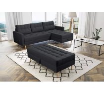 Dīvāns Pires standard ar pufu Dziļums: 150 cm, Guļamvietas platums: 140 cm, Platums: 220 cm, Augstums: 84 cm, Sēdvietas augstums: 42 cm, Sēdvietas dziļums: 54 cm, Guļamvietas garums: 200 cm, Pildījums: Falista + putas (porolons), Apdare: audums, Ar pufu: 1, Dīvāna tips: stūra dīvāni, Ar veļas kasti: 1, Auduma numurs: Falcone 14, Krāsa: melns