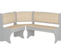 Virtuves stūra dīvāns ZKU 01 baltais ozols Elementu krāsa: krēma, Korpusa krāsa: ozols craft balts, Apdare: audums, Platums: 155 cm, Dziļums: 120 cm, Augstums: 88 cm, Sēdvietas dziļums: 48.2 cm, Materiāls: laminēta KSP
