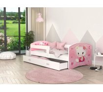 Bērnu gulta Lucky W33L ar stelāžu Guļamvietas platums: 80 cm, Guļamvietas garums: 140 cm, Platums: 85 cm, Garums: 143 cm, Augstums: 65 cm, Ar resti: 1, Ar barjeru: 1, Ar veļas kasti: 1, Virsma: Matēta, stelāžas tips: koka, Korpusa krāsa: balts, Elementu krāsa: daudzkrāsains, Izgatavošanas materiāls: LKSP