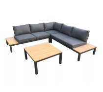 Terases mēbeles Massimo Garden Korpusa krāsa: melns, Elementu krāsa: brūns, Platums: 240 cm, Dziļums: 240 cm, Augstums: 67 cm, Materiāls: alumīnijs
