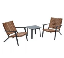 Terases mēbeles Texas Coffee Set 2 Korpusa krāsa: brūns, Elementu krāsa: melns, Platums: 65 cm, Dziļums: 77 cm, Augstums: 77 cm, Materiāls: alumīnijs + tehnorotangs