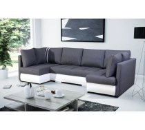 Dīvāns R-city U Standard Dziļums: 144 cm, Guļamvietas platums: 145 cm, Platums: 288 cm, Augstums: 90 cm, Sēdvietas augstums: 41 cm, Sēdvietas dziļums: 53 cm, Guļamvietas garums: 267 cm, Pildījums: Falista + augstas kvalitātes putas (porolons), Apdare: audums + eko āda, Dīvāna tips: u veida dīvāni, Ar veļas kasti: 1, izvelkamie: 1, Auduma numurs: Inari 94 + Soft 17, Krāsa: tumši pelēks + balts