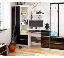 Galds Piksel Right Gloss Garums: 90 cm, Augstums: 77 cm, Korpusa krāsa: balts, Platums: 50 cm, Izgatavošanas materiāls: LKSP, Elementu krāsa: melns, Forma: taisnstūra, Virsma: matēta + spīdīga, Ar plauktiem: 1, Ar atvilktnēm: 1