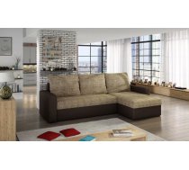 Dīvāns Livio Lux standard Dziļums: 150 cm, Guļamvietas platums: 125 cm, Platums: 237 cm, Augstums: 90 cm, Sēdvietas augstums: 40 cm, Sēdvietas dziļums: 57 cm, Guļamvietas garums: 195 cm, Pildījums: Putas (porolons), Apdare: audums + eko āda, Dīvāna tips: stūra dīvāni, Ar veļas kasti: 1, izvelkamie: 1, Auduma numurs: Berlin 03/ Soft 66, Krāsa: Bēšs + brūns
