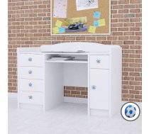 Bērnu rakstāmgalds Baby Mix B01 White Maksimālais augstums: 89 cm, Garums: 125 cm, Korpusa krāsa: balts, Augstums: 75 cm, Platums: 60 cm, Materiāls: MDF, Forma: taisnstūra, Ar plauktiem: 1, Elementu krāsa: zils, Ar atvilktnēm: 1