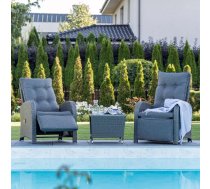 Terases mēbeles Songo Lounge Platums: 49 cm, Garums: 49 cm, Augstums: 40 cm, Materiāls: tērauds + tehnorotangs, Krāsa: pelēks