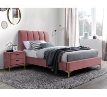 Gulta Mirage Velvet ar stelāžu Guļamvietas platums: 90 cm, Guļamvietas garums: 200 cm, stelāžas tips: koka, Platums: 95 cm, Garums: 219 cm, Augstums: 108 cm, Apdares materiāls: audums, Augstums no grīdas līdz matracim (min): 34 cm, Ar resti: 1, Krāsa: rozā
