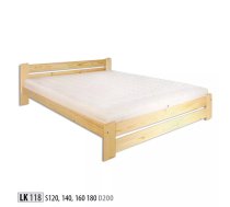 Gulta LK 118 ar stelāžu Kājiņu izmērs: 12x2.5 cm, Guļamvietas platums: 120 cm, Guļamvietas garums: 200 cm, stelāžas tips: koka, Platums: 129 cm, Garums: 205 cm, Augstums: 67 cm, Matrača nepieciešamais augstums: 16 cm, Ar veļas kasti: 1, Augstums no grīdas līdz matracim (min): 32 cm, Ar resti: 1, Izgatavošanas materiāls: dabīgs koks (priede), Krāsa: priede