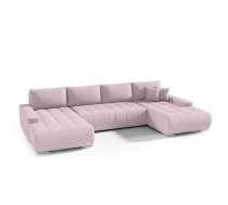 Dīvāns Velutti U Standard Dziļums: 185 cm, Guļamvietas platums: 140 cm, Platums: 350 cm, Augstums: 85 cm, Sēdvietas augstums: 40 cm, Sēdvietas dziļums: 70 cm, Guļamvietas garums: 290 cm, Pildījums: Poliuretāna putas (porolons), Apdare: audums, Ar papildu spilveniem: 1, Dīvāna tips: u veida dīvāni, Ar veļas kasti: 1, izvelkamie: 1, Auduma numurs: Aston 19, Izvilkšanas mehānisms: Automāts, Krāsa: gaiši rozā