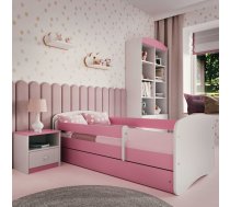 Bērnu gulta Babydreams ar stelāžu Guļamvietas platums: 70 cm, Guļamvietas garums: 140 cm, Platums: 80 cm, Garums: 144 cm, Augstums: 61 cm, Ar resti: 1, Ar barjeru: 1, Ar matraci: 1, Ar veļas kasti: 1, Virsma: Matēta, Guļamvietu skaits: 1, Matrača apraksts: Putas (porolons), stelāžas tips: flex, Korpusa krāsa: balts, Elementu krāsa: rozā, Izgatavošanas materiāls: MDF + LKSP