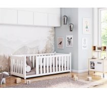 Bērnu gulta Concept 4 ar stelāžu Guļamvietas platums: 90 cm, Guļamvietas garums: 190 cm, Platums: 97 cm, Garums: 198 cm, Augstums: 68 cm, Augstums no grīdas līdz matracim: 7.5 cm, Ar resti: 1, Ar barjeru: 1, Guļamvietu skaits: 1, stelāžas tips: koka, Izgatavošanas materiāls: dabīgs koks (priede), Maksimālais noslogojums: 100 kg, Krāsa: balts