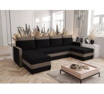 Dīvāns Paula U standard Dziļums: 140 cm, Guļamvietas platums: 130 cm, Platums: 290 cm, Augstums: 89 cm, Sēdvietas augstums: 39 cm, Sēdvietas dziļums: 60 cm, Guļamvietas garums: 270 cm, Pildījums: Poliuretāna putas (porolons), Apdare: audums, Dīvāna tips: u veida dīvāni, Ar veļas kasti: 1, izvelkamie: 1, Auduma numurs: Rainbow 15+83, Krāsa: melns + gaiši pelēks