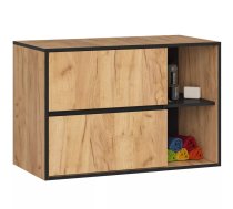 Vannas istabas skapītis Vami W90 2S Virsma: matēta, Platums: 90 cm, Augstums: 60 cm, Dziļums: 45.5 cm, Korpusa krāsa: ozols craft, Materiāls: LKSP + finieris, Elementu krāsa: melns, Sienas: 1, Ar spoguli: nē, Priekš izlietnes: 1