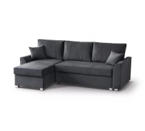 Dīvāns Toretto L Standard Dziļums: 150 cm, Guļamvietas platums: 120 cm, Platums: 235 cm, Augstums: 89 cm, Sēdvietas augstums: 45 cm, Sēdvietas dziļums: 49 cm, Guļamvietas garums: 198 cm, Pildījums: Bonell + poliuretāna putas (porolons), Apdare: audums, Ar papildu spilveniem: 1, Dīvāna tips: stūra dīvāni, Ar veļas kasti: 1, izvelkamie: 1, Auduma numurs: Manila 19, Krāsa: tumši pelēks