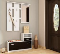 Komplekts Luna Zestaw Platums: 100 cm, Dziļums: 26 cm, Augstums: 190 cm, Izgatavošanas materiāls: laminēta KSP plātne, Virsma: Matēts, Ar apavu plauktu: 1, Ar pakaramo: 1, Krāsa: balts + melns spīdums