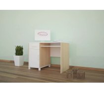 Galds Animals B09 Garums: 100 cm, Maksimālais augstums: 89 cm, Augstums: 75 cm, Korpusa krāsa: balts, Platums: 60 cm, Izgatavošanas materiāls: MDF plātne, Elementu krāsa: gaišais bumbieris, Forma: taisnstūra, Ar tastatūras plauktu: 1, Ar plauktiem: 1, Ar atvilktnēm: 1