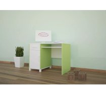 Galds Animals B09 Garums: 100 cm, Maksimālais augstums: 89 cm, Augstums: 75 cm, Korpusa krāsa: balts, Platums: 60 cm, Izgatavošanas materiāls: MDF plātne, Elementu krāsa: zaļš, Forma: taisnstūra, Ar tastatūras plauktu: 1, Ar plauktiem: 1, Ar atvilktnēm: 1
