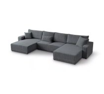 Dīvāns Primo U Comfort standard Dziļums: 185 cm, Guļamvietas platums: 132 cm, Platums: 390 cm, Augstums: 86 cm, Sēdvietas augstums: 40 cm, Sēdvietas dziļums: 58 cm, Guļamvietas garums: 348 cm, Pildījums: Falista + augstas kvalitātes putas (porolons), Apdare: audums, Ar papildu spilveniem: 1, Dīvāna tips: u veida dīvāni, Ar veļas kasti: 1, izvelkamie: 1, Auduma numurs: Poso 60, Krāsa: tumši pelēks