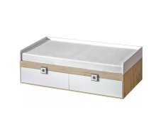 Bērnu gulta Nico 14 90x200 ar stelāžu Guļamvietas platums: 90 cm, Guļamvietas garums: 200 cm, Platums: 94 cm, Garums: 204 cm, Augstums: 64 cm, Matrača nepieciešamais augstums: 15 cm, Ar resti: 1, Ar matraci: 1, Ar veļas kasti: 1, Guļamvietu skaits: 1, Matrača apraksts: Bonell + putas (porolons), Korpusa krāsa: ozols + balts, Elementu krāsa: pelēks, Izgatavošanas materiāls: KSP + finieris