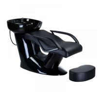 Frizieru izlietne BR-3515 Korpusa krāsa: melns, Elementu krāsa: melns, Ar krēslu: 1, Apdares materiāls: eko āda, Platums: 136 cm, Dziļums: 64 cm, Augstums: 83 cm