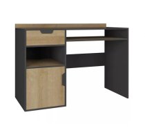 Galds Nano 9 Garums: 125 cm, Augstums: 85 cm, Platums: 55 cm, Izgatavošanas materiāls: lamināts + finieris, Forma: taisnstūra, Ar tastatūras plauktu: 1, Ar plauktiem: 1, Ar atvilktnēm: 1, Krāsa: grafīts + ozols riviera