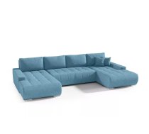 Dīvāns Velutti U Standard Dziļums: 185 cm, Guļamvietas platums: 140 cm, Platums: 350 cm, Augstums: 85 cm, Sēdvietas augstums: 40 cm, Sēdvietas dziļums: 70 cm, Guļamvietas garums: 290 cm, Pildījums: Poliuretāna putas (porolons), Apdare: audums, Ar papildu spilveniem: 1, Dīvāna tips: u veida dīvāni, Ar veļas kasti: 1, izvelkamie: 1, Auduma numurs: Aston 12, Izvilkšanas mehānisms: Automāts, Krāsa: gaiši zils