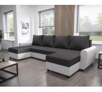 Dīvāns Dakar U standard Dziļums: 140 cm, Guļamvietas platums: 130 cm, Platums: 308 cm, Augstums: 90 cm, Sēdvietas augstums: 40 cm, Sēdvietas dziļums: 52 cm, Guļamvietas garums: 270 cm, Pildījums: Falista + augstas elastības putas (porolons), Apdare: audums + eko āda, Dīvāna tips: u veida dīvāni, Ar veļas kasti: 1, izvelkamie: 1, Auduma numurs: Sawana 96 + Madryt 120, Krāsa: tumši pelēks + balts