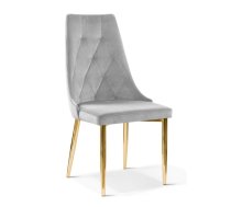 Krēsls Caren 2 Gold Standard Augstums: 96 cm, Platums: 51 cm, Dziļums: 59 cm, Sēdvietas augstums: 48 cm, Materiāls: metāls, Apdare: audums, Auduma numurs: Paros 05, Krāsa: gaiši pelēks