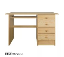 Galds BR 120 Garums: 115 cm, Augstums: 75 cm, Platums: 55 cm, Izgatavošanas materiāls: dabīgs koks (priede), Forma: taisnstūra, Ar tastatūras plauktu: 1, Ar atvilktnēm: 1, Krāsa: priede