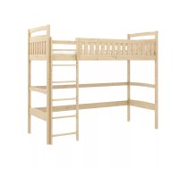 Bērnu gulta Mia S ar stelāžu Guļamvietas platums: 90 cm, Guļamvietas garums: 190 cm, Platums: 97 cm, Garums: 198 cm, Augstums: 174 cm, Augstums no grīdas līdz matracim: 120 cm, Ar resti: 1, Ar barjeru: 1, Guļamvietu skaits: 1, stelāžas tips: koka, Izgatavošanas materiāls: dabīgs koks, Maksimālais noslogojums: 100 kg, Krāsa: priede