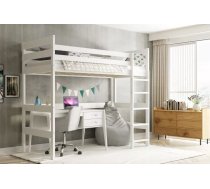 Bērnu gulta Antresola 90x200 ar stelāžām Guļamvietas platums: 90 cm, Guļamvietas garums: 200 cm, Platums: 97 cm, Garums: 205 cm, Augstums: 200 cm, Ar resti: 1, Ar barjeru: 1, Ar matraci: 1, Guļamvietu skaits: 1, Matrača apraksts: Putas (porolons), Izgatavošanas materiāls: dabīgs koks (priede), Krāsa: balts
