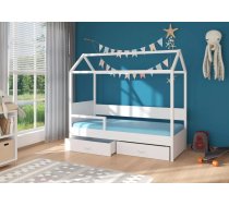 Bērnu gulta Otello White ar stelāžu Guļamvietas platums: 90 cm, Guļamvietas garums: 200 cm, Platums: 97 cm, Garums: 210 cm, Augstums: 172 cm, Ar resti: 1, Ar barjeru: 1, Ar veļas kasti: 1, Virsma: Matēta, Guļamvietu skaits: 1, stelāžas tips: koka, Korpusa krāsa: balts, Elementu krāsa: Balts, Izgatavošanas materiāls: dabīgs koks + LKSP